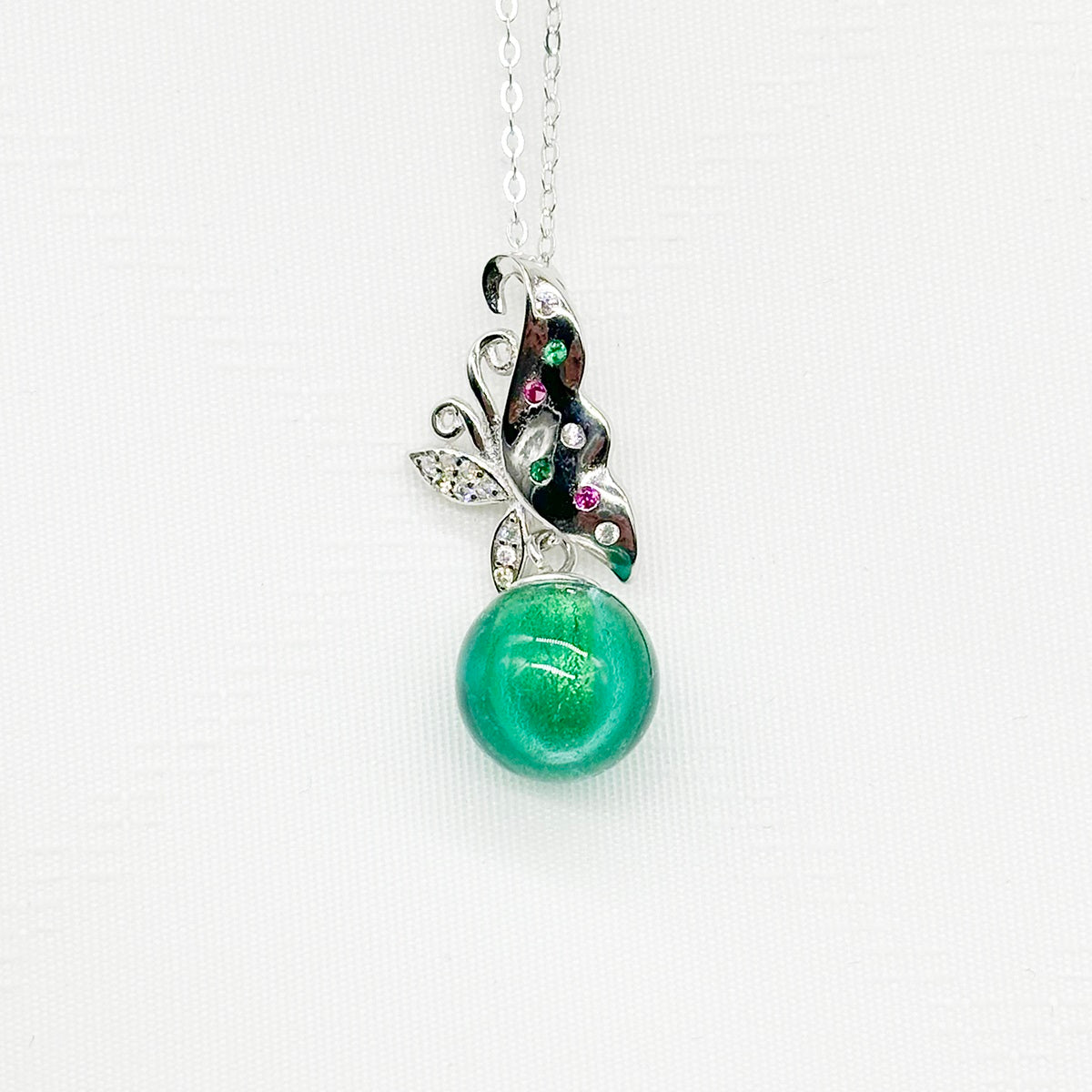 Sterling Silver Butterfly Aroma Necklace - Turquoise | Energy & Healing | Diffuse on the go