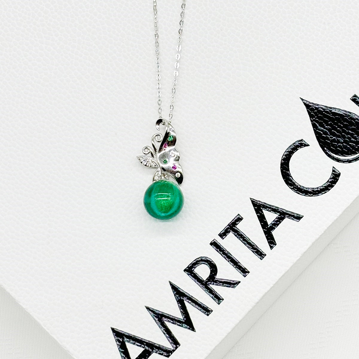 Sterling Silver Butterfly Aroma Necklace - Turquoise | Energy & Healing | Diffuse on the go