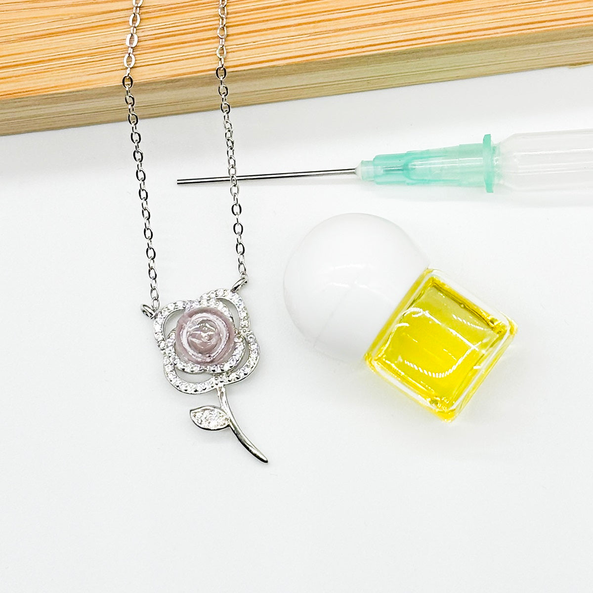 Sterling Silver Rose Garden Aroma Necklace - Pink | Energy & Healing | Diffuse on the go