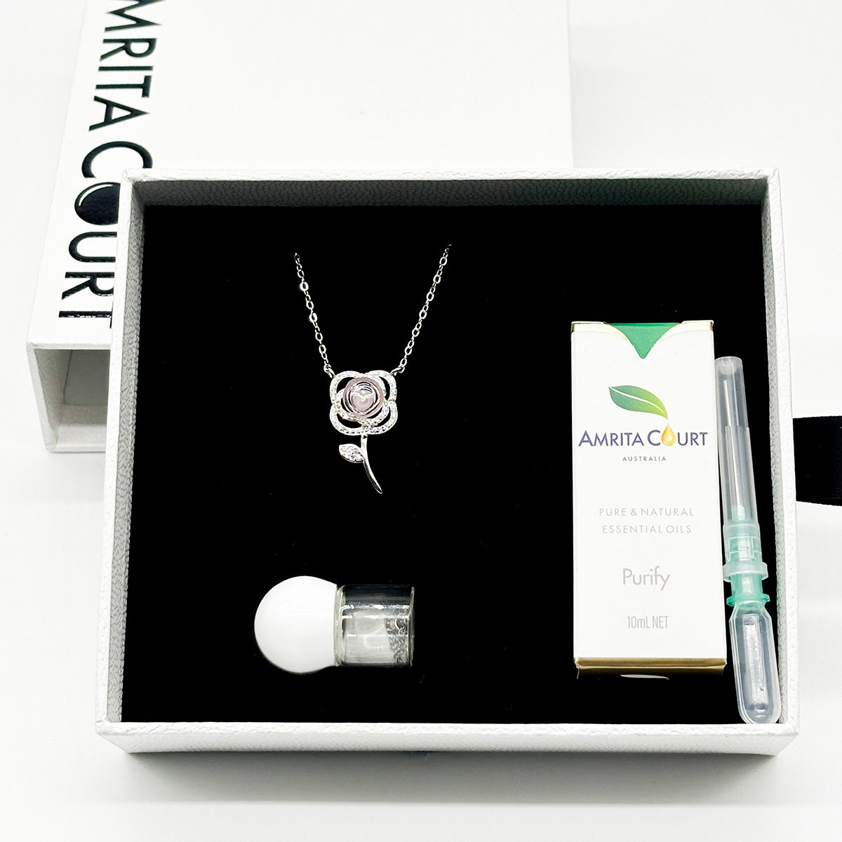 Sterling Silver Rose Garden Aroma Necklace - Pink | Energy & Healing | Diffuse on the go