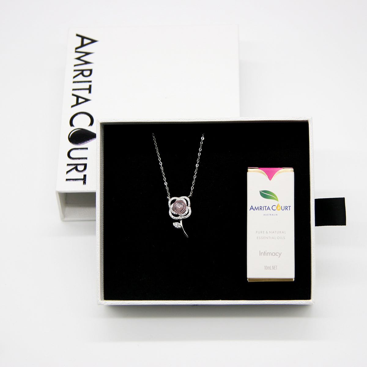 Sterling Silver Rose Garden Aroma Necklace - Pink | Energy & Healing | Diffuse on the go