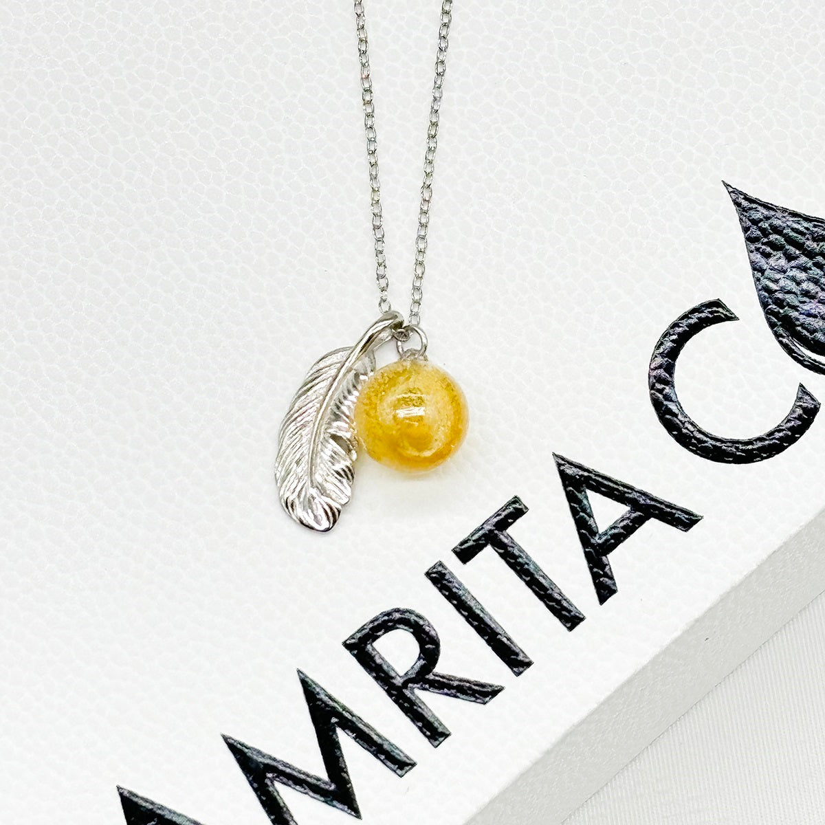 Sterling Silver Leave Aroma Necklace - Yellow | Energy & Healing | Diffuse on the go