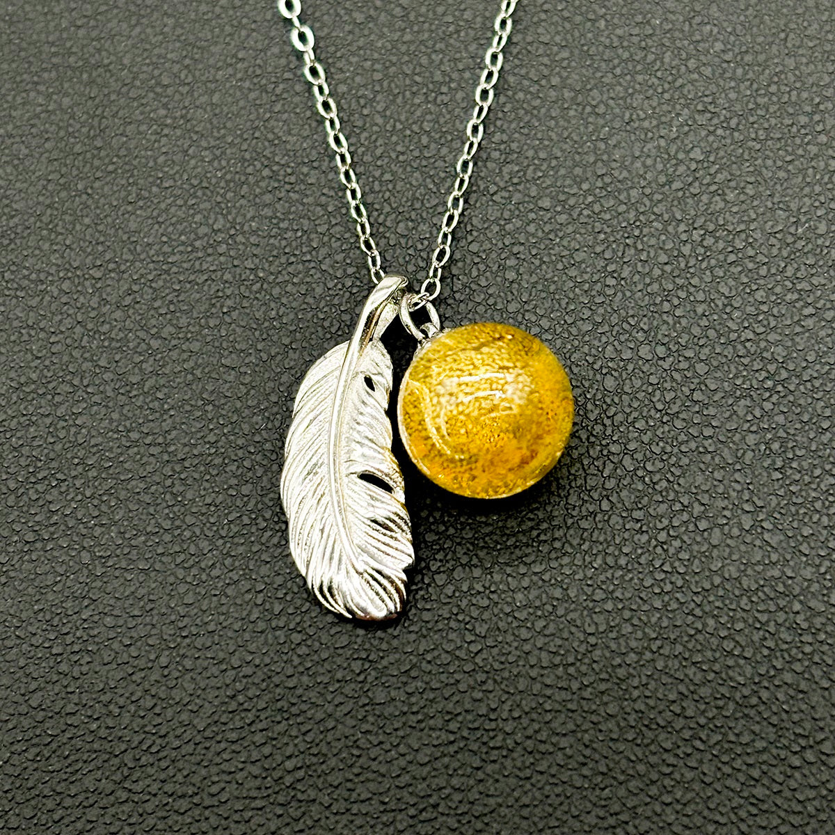 Sterling Silver Leave Aroma Necklace - Yellow | Energy & Healing | Diffuse on the go