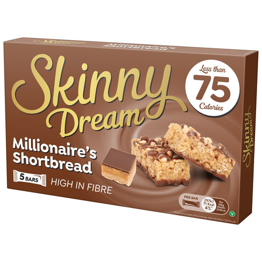 10 x Skinny Dream Millionaire's Shortbread Bars 5 Pack - 5X19GM