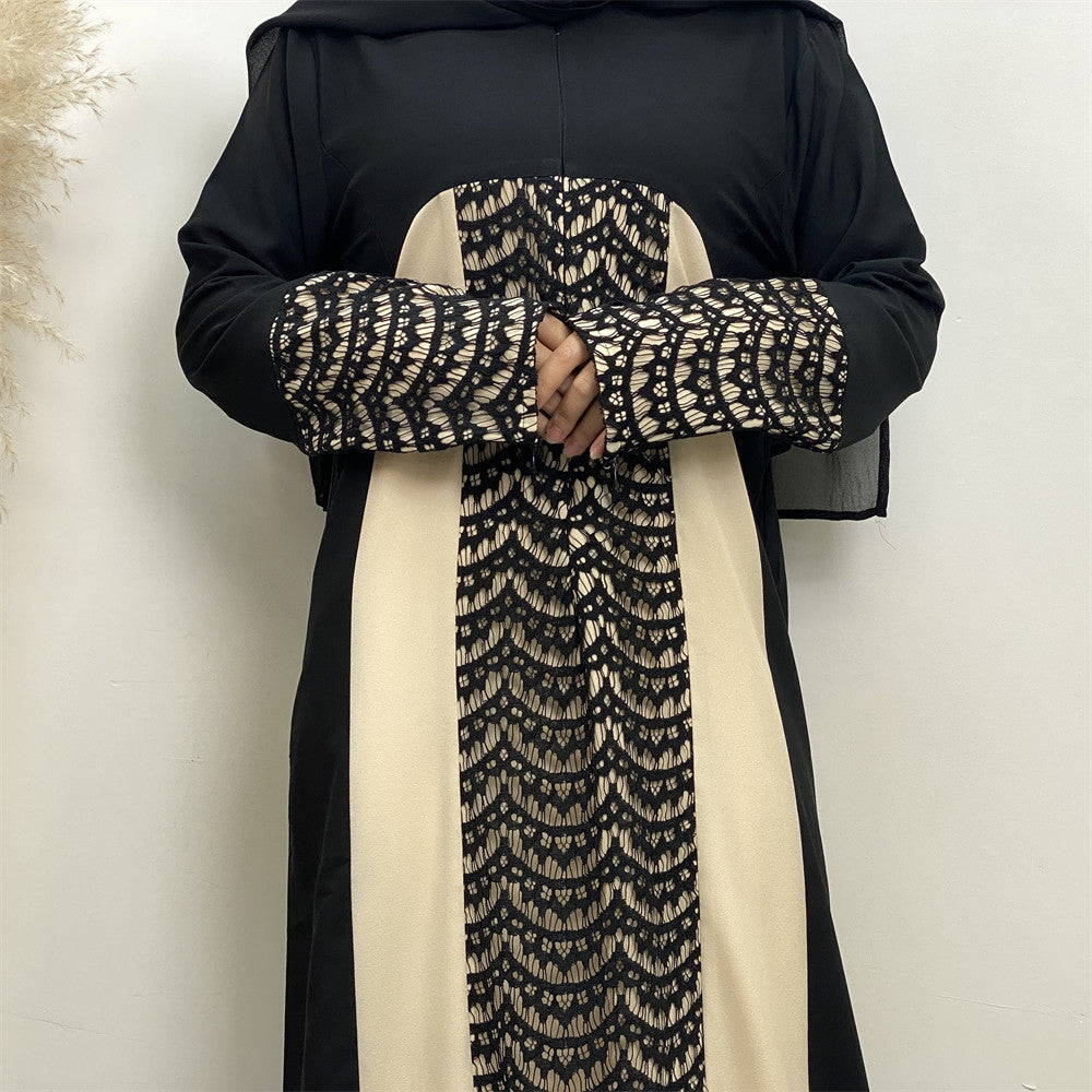 Lace Patchwork Long Sleeved Dress For Women