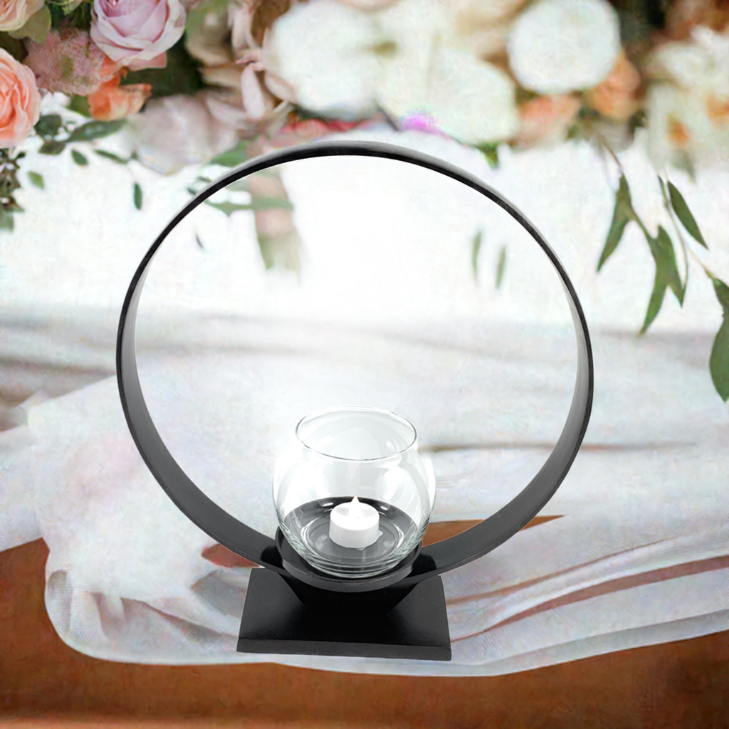Ring Candle Holder Rustic Black