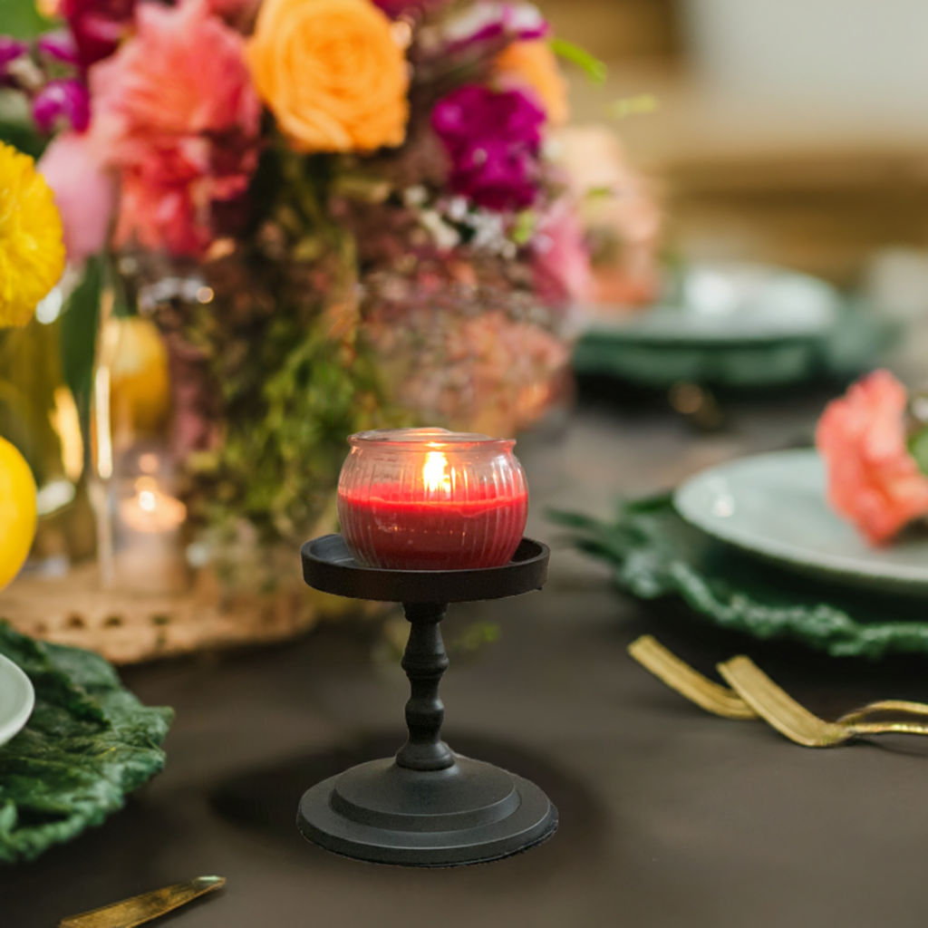Vibhsa Pillar Candle Holder - Matte Black (4.5"H)