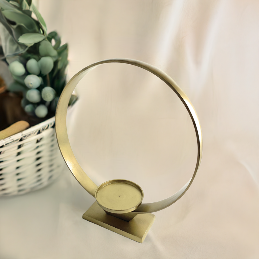 Vibhsa Golden Ring Candle Holder (15"H)
