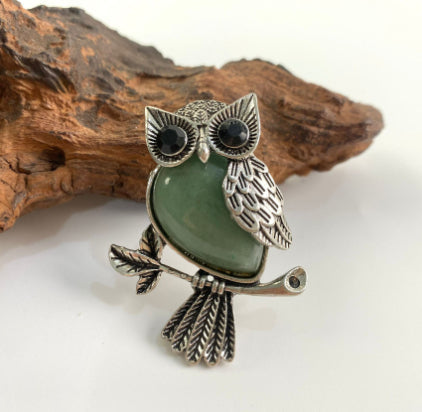 Natural Stone Crystal Pendant Owl Pendant Alloy Accessories Necklace