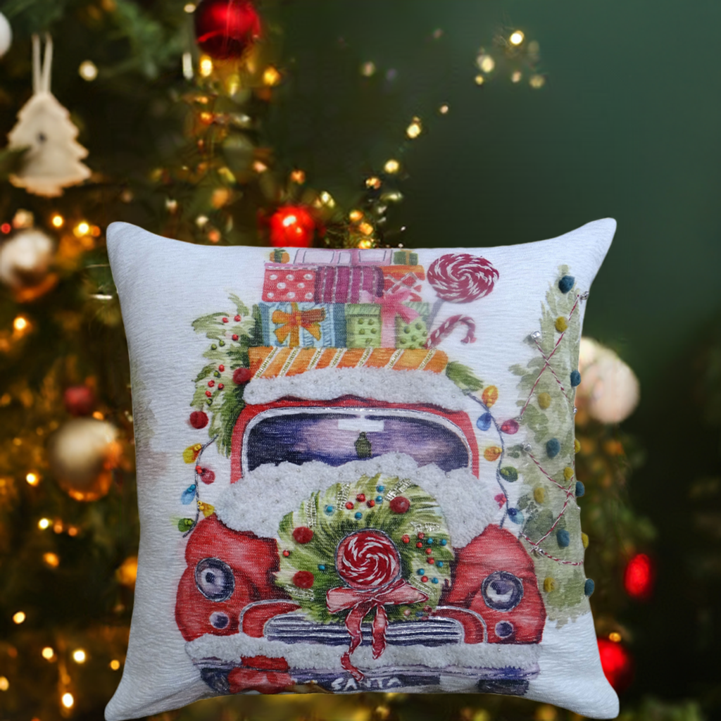 Christmas Embroidered Throw Pillow 20" x 20"