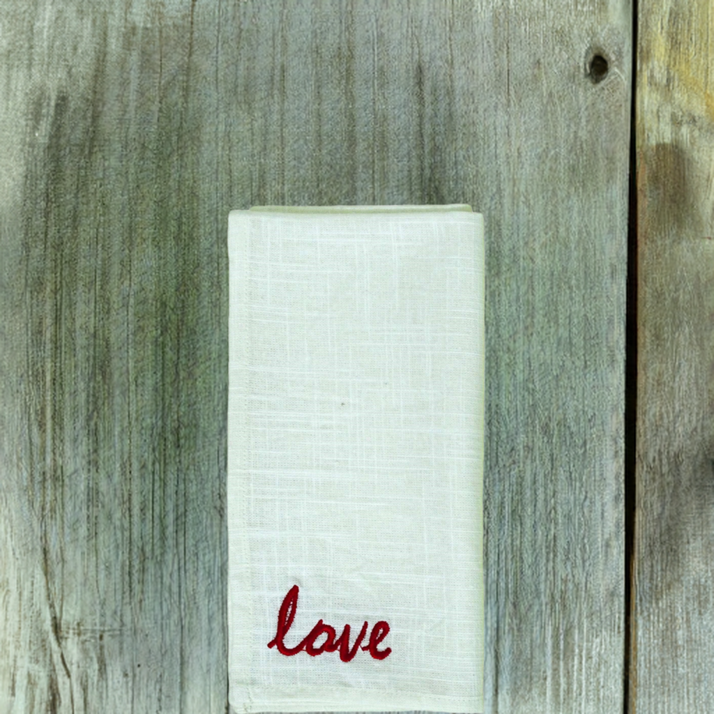 Table Cloth Napkins Set of 4 with Red Embroidery