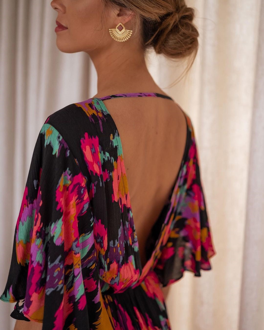 Women's V-neck Loose Backless Swing Dress