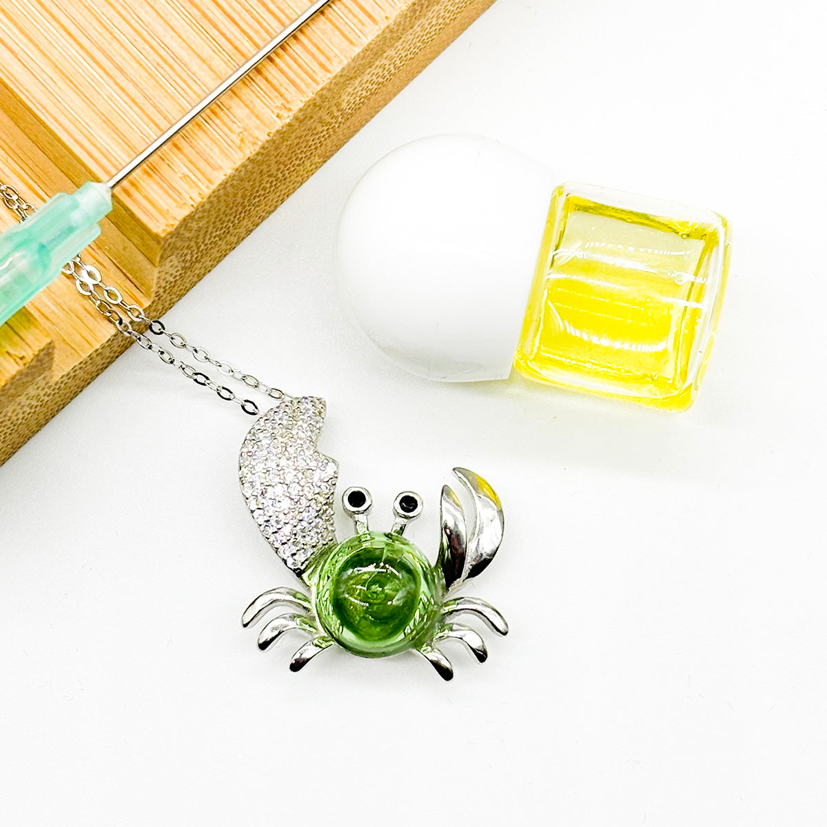 Sterling Silver King Crab Aroma Necklace - Lime | Energy & Healing | Diffuse on the go