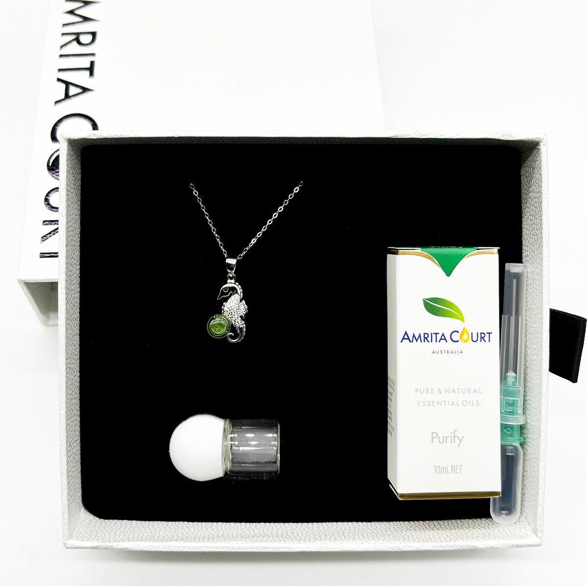 Sterling Silver Sea Horse Aroma Necklace - Lime | Energy & Healing | Diffuse on the go