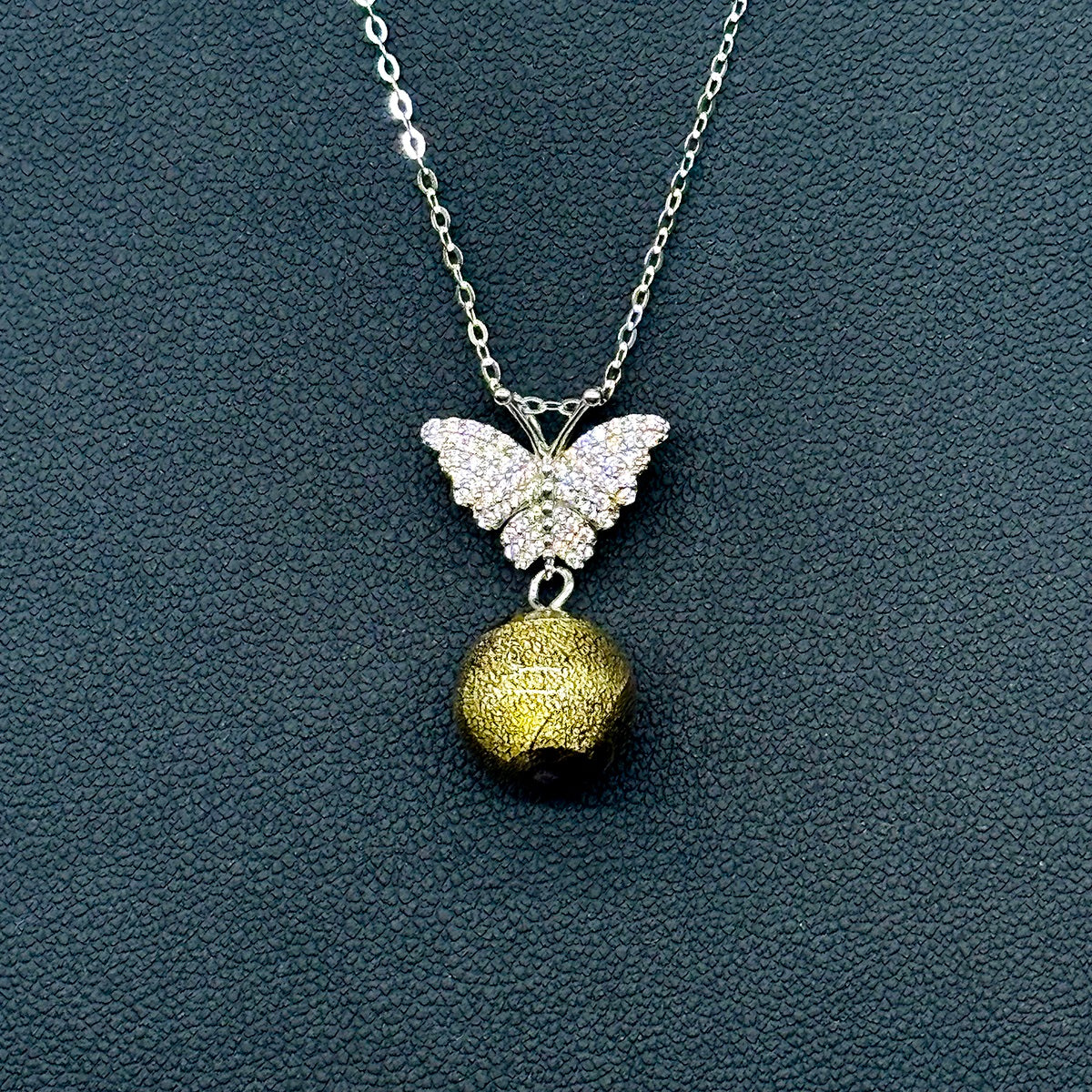 Sterling Silver Diamond Butterfly Aroma Necklace - Starry Night | Energy & Healing | Diffuse on the go