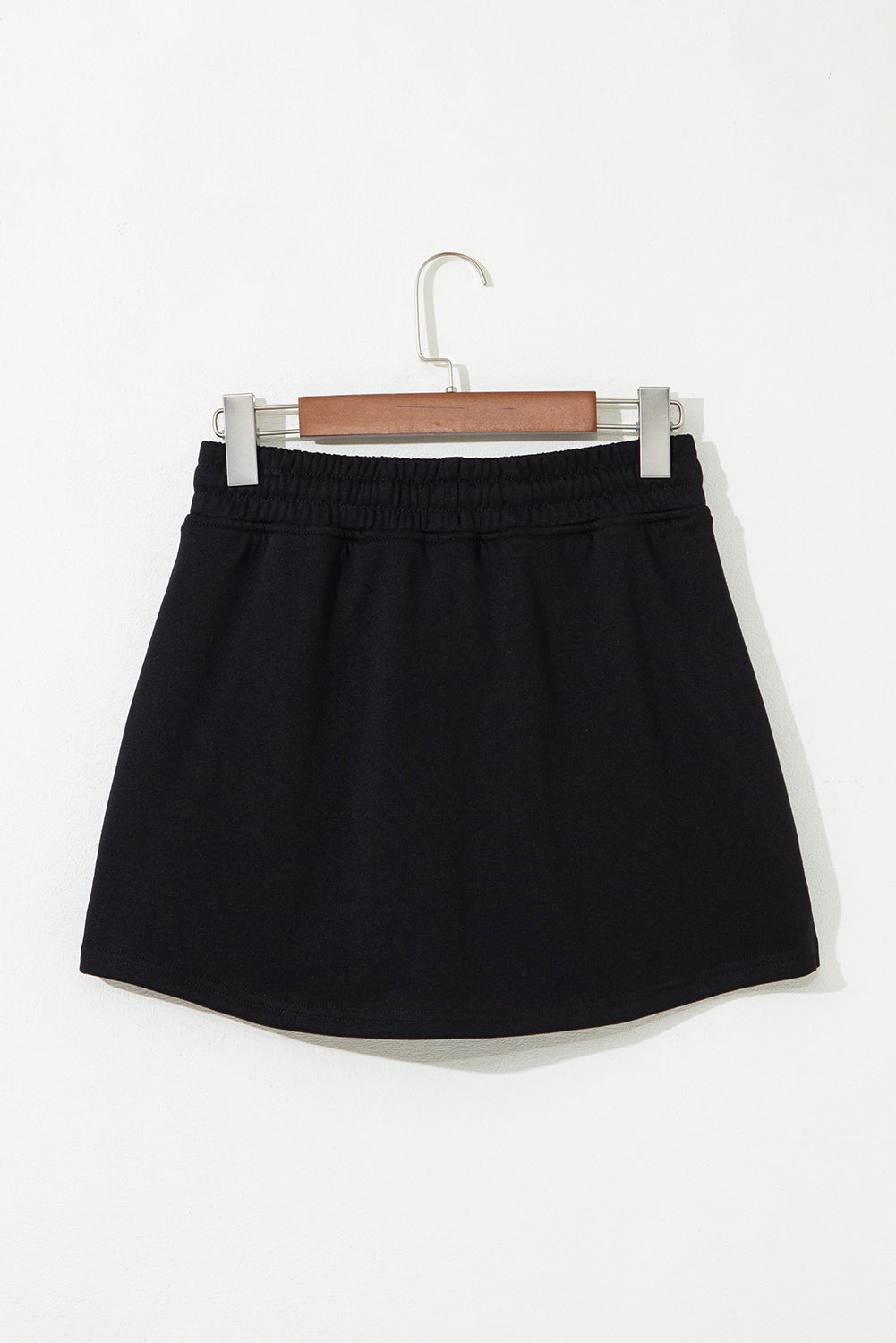 Black French Terry Drawstring Mini Skort with Pockets
