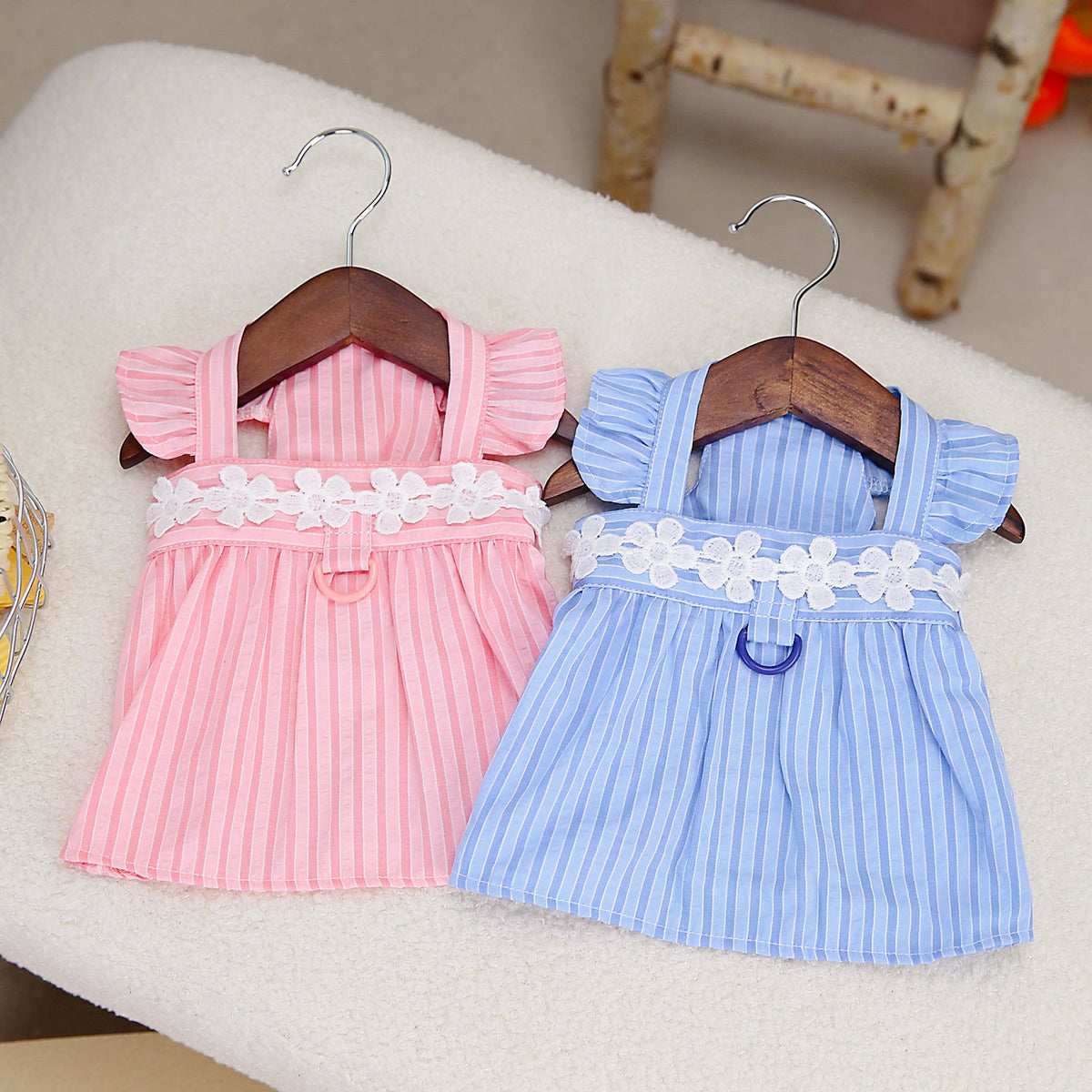 Spring And Summer Pet Dog Vertical Bar Clothes Skirt