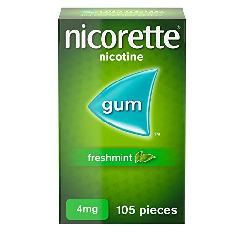 Nicorette Gum Freshmint, Nicotine, 105 Piece, 4 mg (Stop Smoking Aid)
