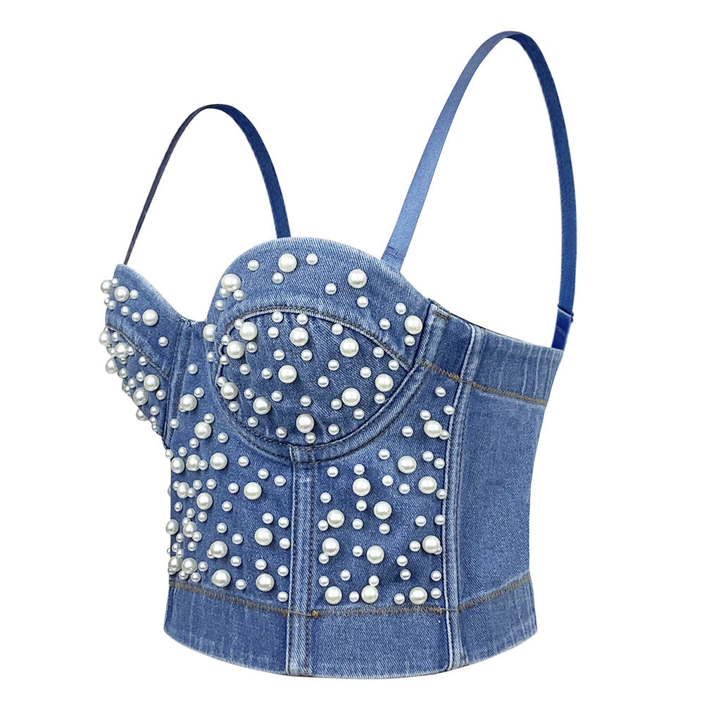 Shapewear Short Outerwear Sexy Womens Denim Bustier Vest