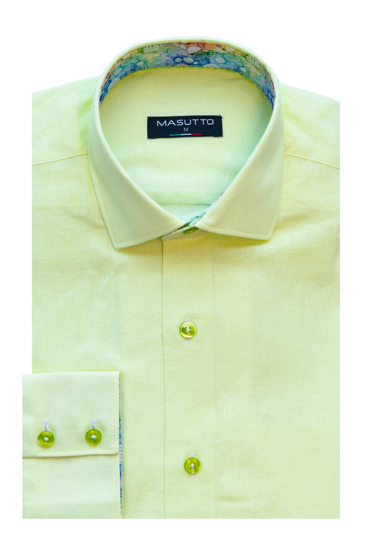 MASUTTO LIN/57 LINEN LONG SLEEVE BUTTON DOWN SHIRT