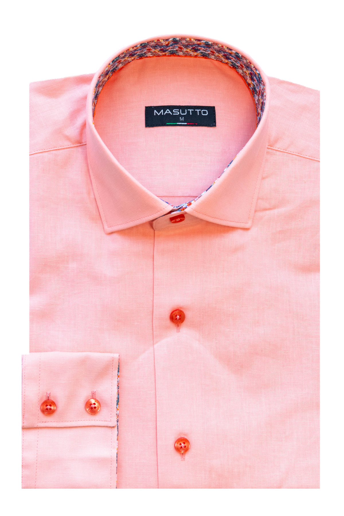 MASUTTO TORRE/26 LINEN LONG SLEEVE BUTTON DOWN SHIRT