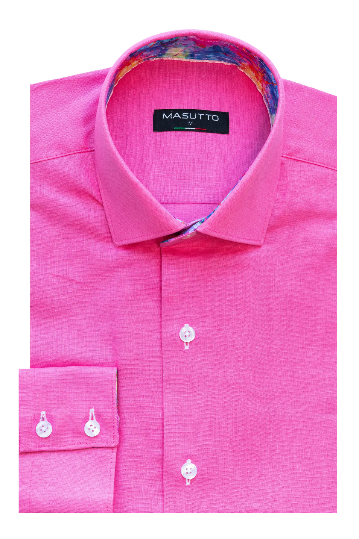 MASUTTO LIN/52 LINEN LONG SLEEVE BUTTON DOWN SHIRT