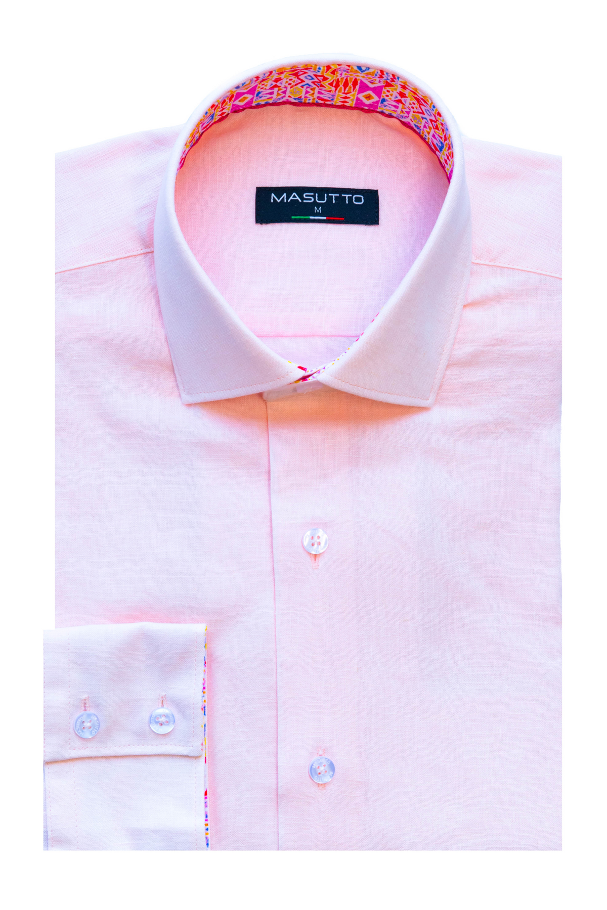 MASUTTO LIN/82 LINEN LONG SLEEVE BUTTON DOWN SHIRT