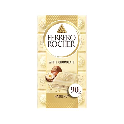 Ferrero Rocher White Chocolate with Crunchy Whole Hazelnut and Cocoa Filling, 90g