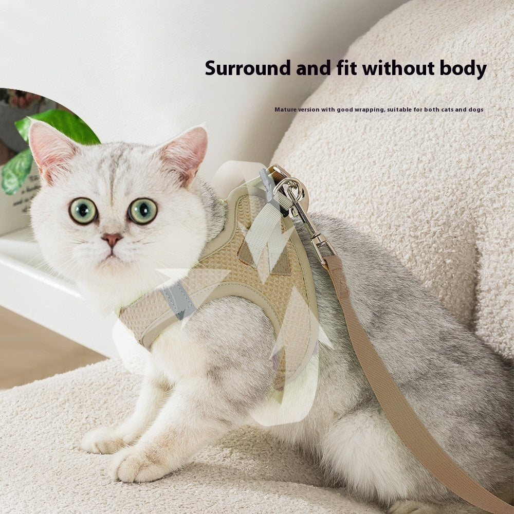 Fashion Waffle Cat Pulling Rope Chest Strap