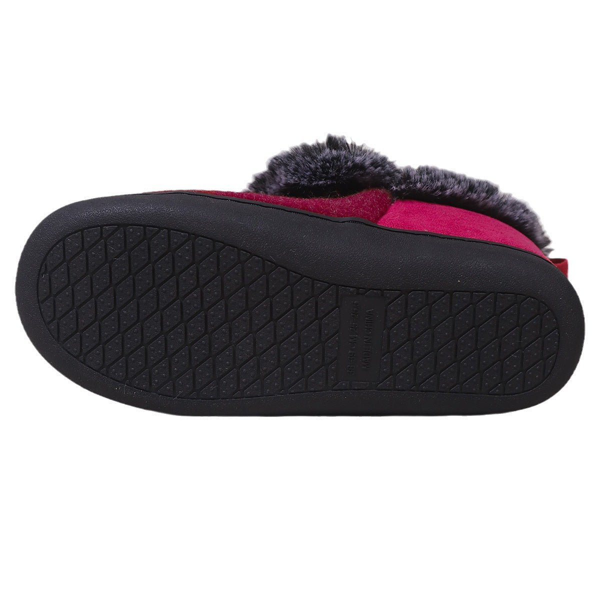 Neutral Felt Fur Collar Heel Cotton Shoes Wine Red Winter Indoor Shoes Comfortable Memory Foam