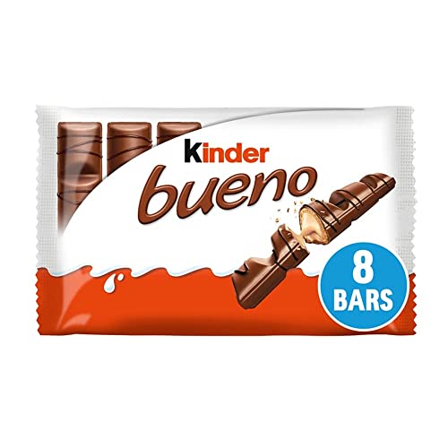 Kinder Bueno White Wafer Twin Bars, Bulk Chocolate Gift Pack, Milk Chocolate Covered Wafer with Milky and Hazelnut Filling, Pack of 11 x 8 (88pcs)