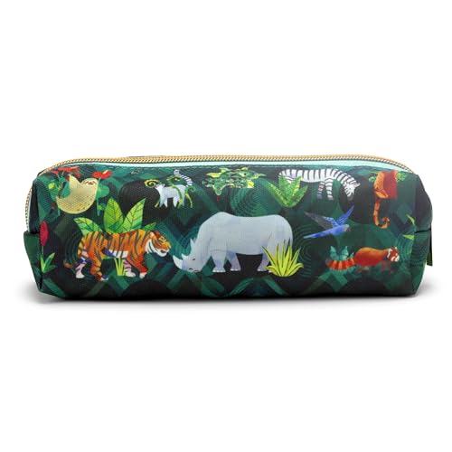 Puckator Animal Kingdom Canvas Pencil Case - School Equipment Stuff - Pencil Cases - Large Capacity Preppy Pencil Case - Zipper Pouch - Office Essentials - Pencils Case Cute - Pencilcase - Pen Case