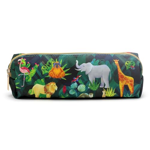 Puckator Animal Kingdom Canvas Pencil Case - School Equipment Stuff - Pencil Cases - Large Capacity Preppy Pencil Case - Zipper Pouch - Office Essentials - Pencils Case Cute - Pencilcase - Pen Case