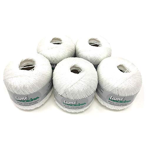 MADEIRA Lamé Metallised Crochet Yarn and Knitting Yarn 5 x 25 g