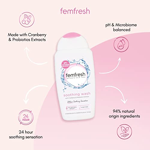 Femfresh Ultimate Care Soothing Wash, pH Balanced Feminine Wash with Hydrating Cranberry and Cornflower Extracts, Intimate Wash with Probiotics and Long-Lasting MULTIActif Complex