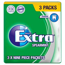 Extra Sugar Free Chewing Gum Wrigley 4 Pack Selection Bundle 3 x 9 Pieces of Peppermint, Spearmint, Cool Breeze & Strawberry Flavours