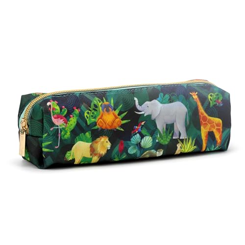 Puckator Animal Kingdom Canvas Pencil Case - School Equipment Stuff - Pencil Cases - Large Capacity Preppy Pencil Case - Zipper Pouch - Office Essentials - Pencils Case Cute - Pencilcase - Pen Case