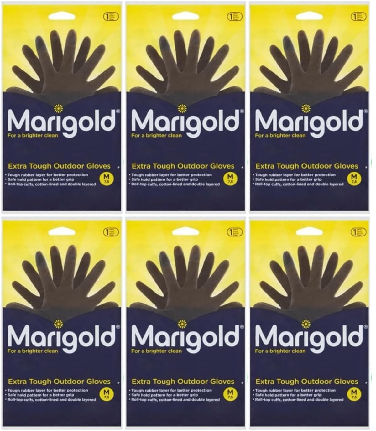 6 x Marigold Extra Tough Outdoor Handschuhe M 1 Paar
