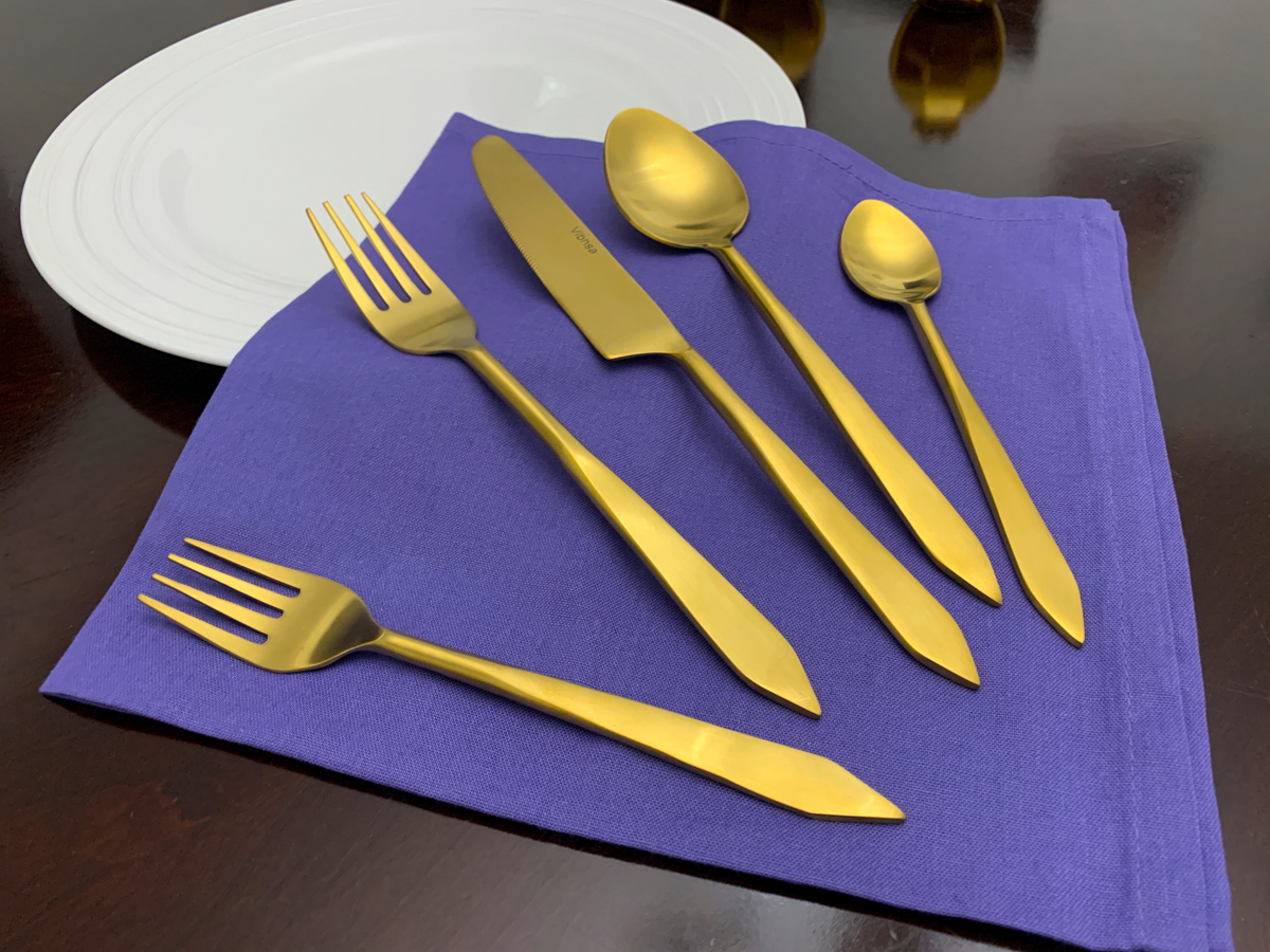 Flatware set of 20 Pieces Golden Stainless Taj Look