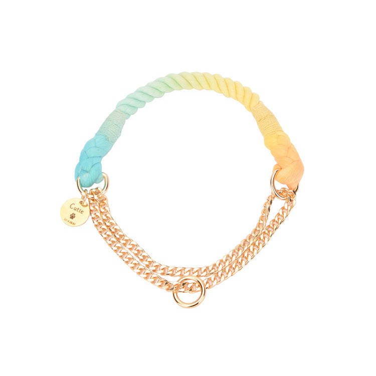 Multifunctional hand-woven gradient color collar