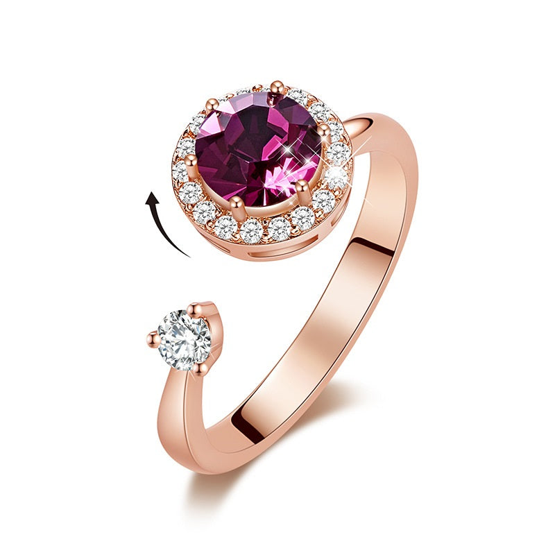 Europe and the United States new personality rotating ring female crystal ring