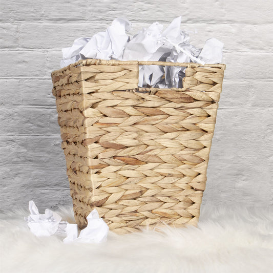 Natural Woven Banana Leaf Waste Paper Basket with Handles