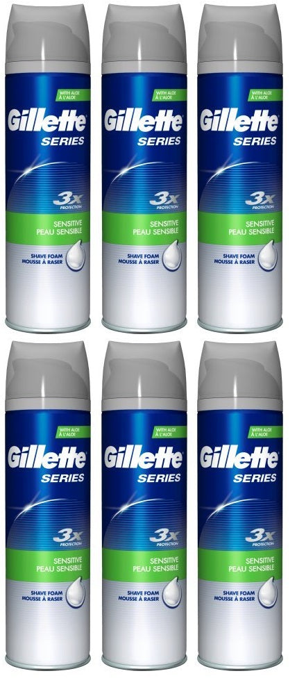 Gillette Series Soothing Shave Foam with Aloe Vera 250ml – Pack of 6