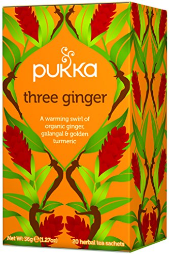 Pukka Organic Three Ginger Herbal Tea 20 Sachets – Pack of 4 (80 Sachets Total)