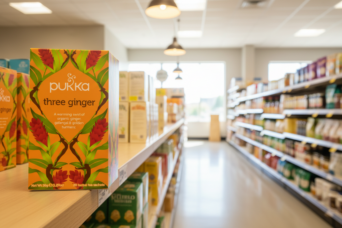 Pukka Organic Three Ginger Herbal Tea 20 Sachets – Pack of 4 (80 Sachets Total)