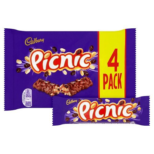 10 x tableta de chocolate Cadbury Picnic paquete de 4 de 152 g