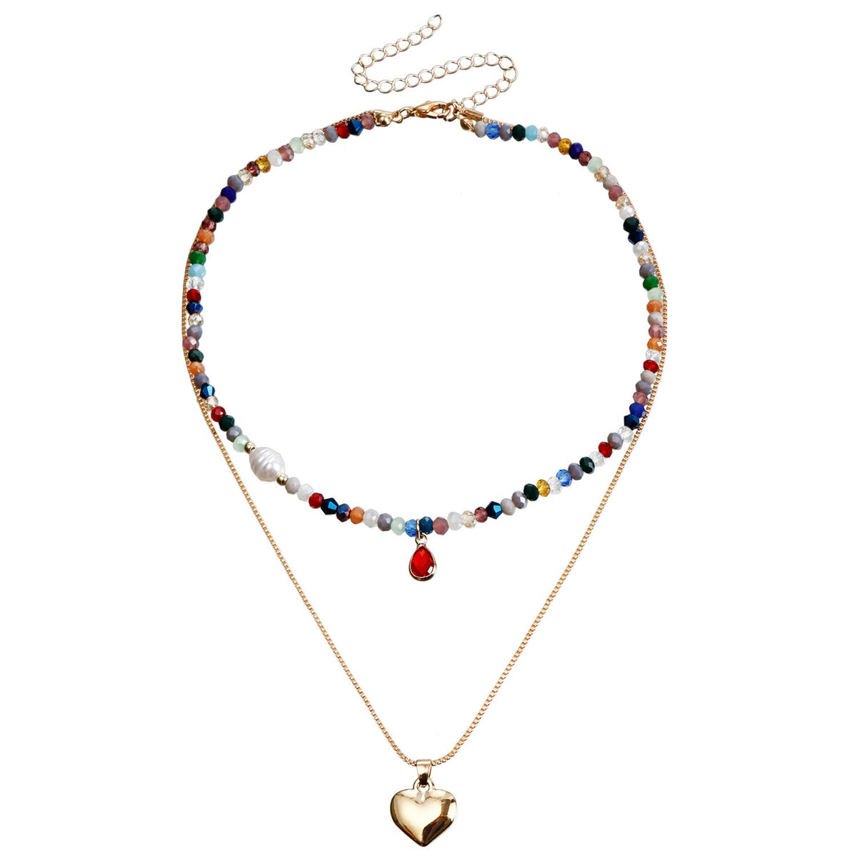 Bohemian Contrast Color Rice-shaped Beads Stringed Beads Multi-layer Necklace