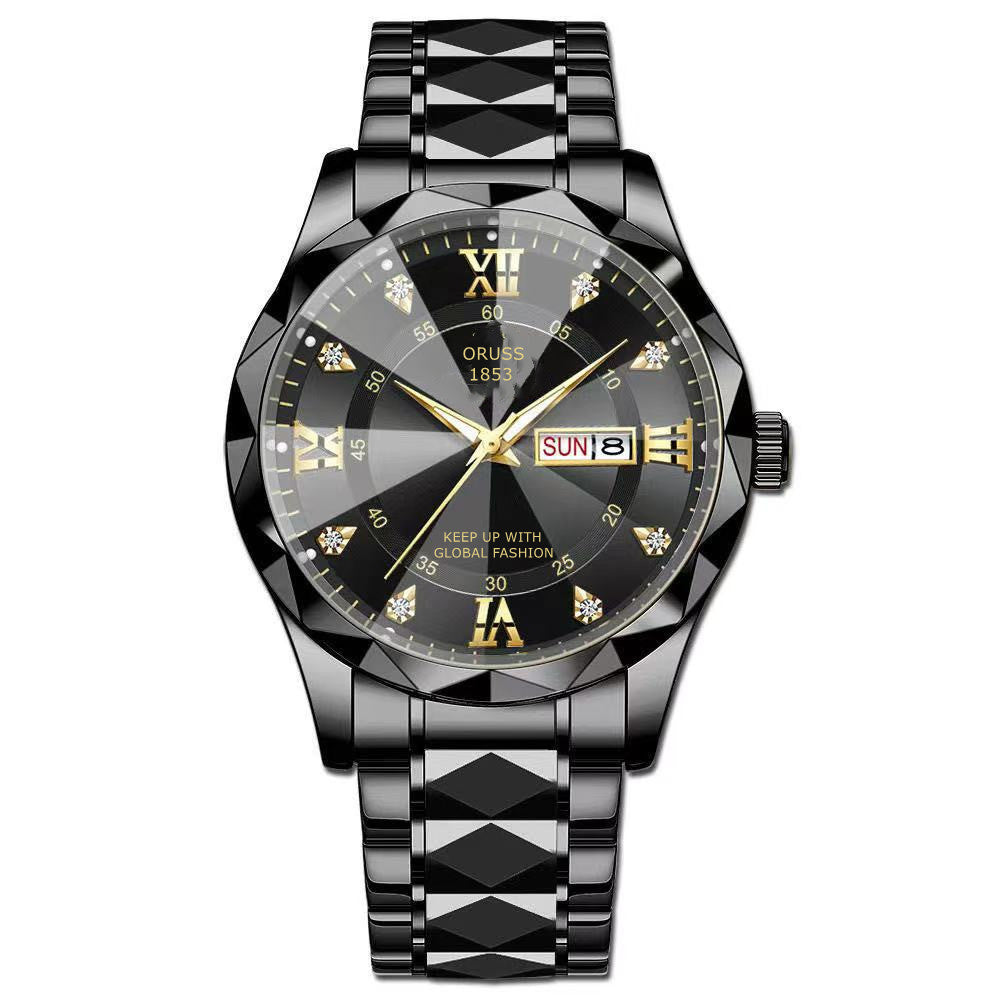 Dual-calendar Mens Quartz Casual Watch