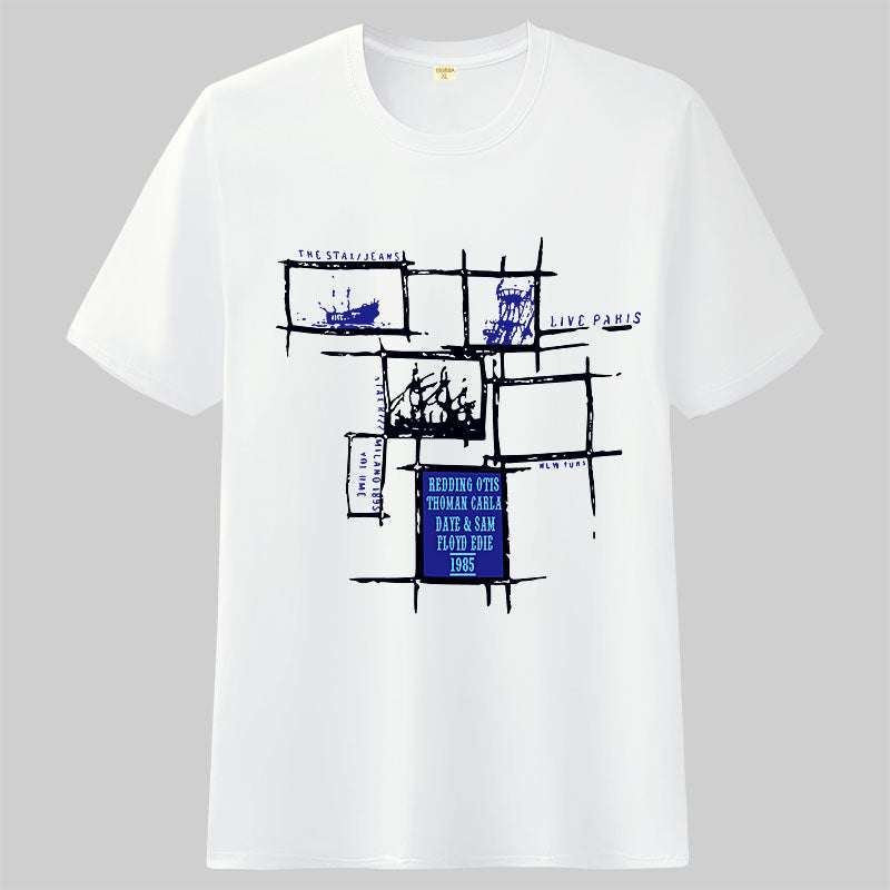 Loose trend half-sleeved white collar round neck T-shirt