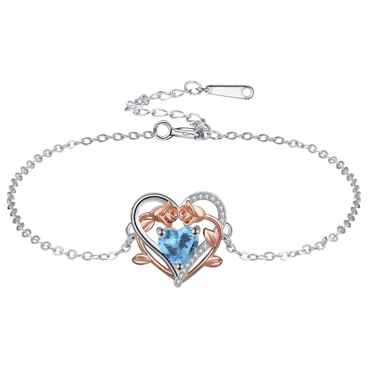 Heart-Shaped Rose Bracelet | Elegant Copper Floral Bangle
